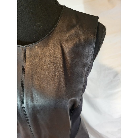 Halogen Black Leather Dress & Ponte Knit Fit & Flare Size 2 XS Edgy - Picture 2 of 7